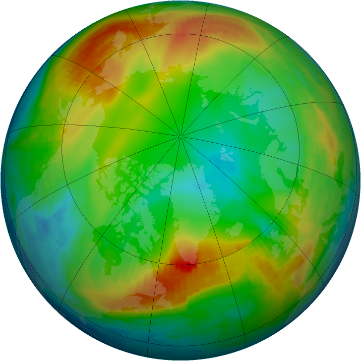 Arctic ozone map for 29 December 1985